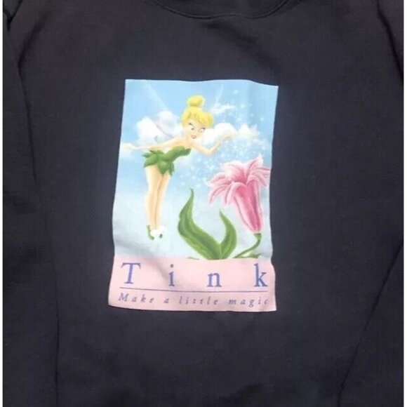 Vintage Disney Tinkerbell Women SZ Large L Tink Crew neck Pullover Sweatshirt - Picture 1 of 6